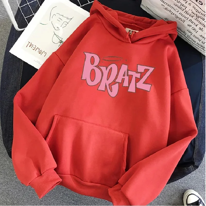 Spring and Autumn New Men's and Women's Fashion Versatile Hooded Sweater Bratz Letter Print Loose Casual Street Sweatshirt