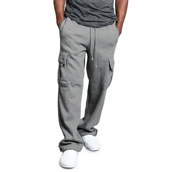 الرجال البضائع Sweatpants الخريف السراويل الطويلة فضفاضة الرياضة صالح الركض وزرة ركض عرق جيب السراويل البضائع السراويل الشارع الشهير - Image 3