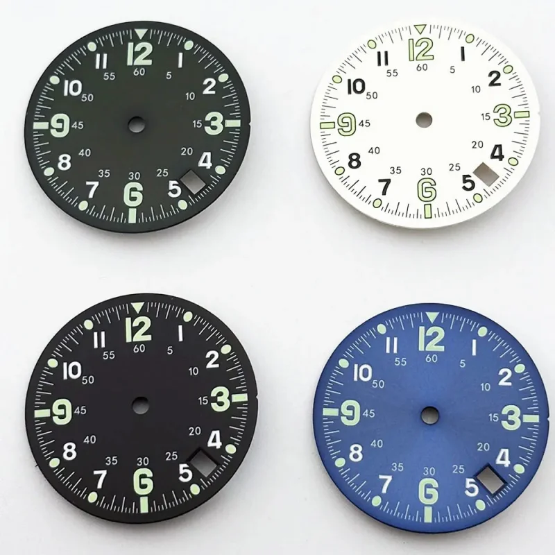 Dual Time Zone 28.5mm Green Blue Watch Dial with Single Calendar and C3 Luminous Feature