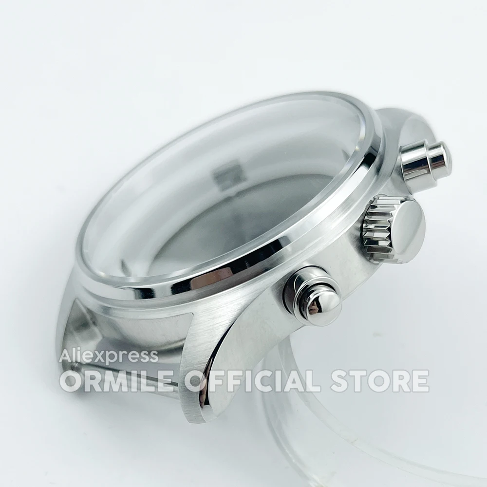 Pilot Chronograph Watch Case - 43mm Stainless Steel, Sapphire Crystal, 5ATM Waterproof