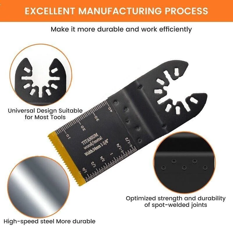24/18/12/8PCS Titanium Oscillating Blades Multitool Oscillating Saw Blades Tools Accessories for Wood Hard Material Metal