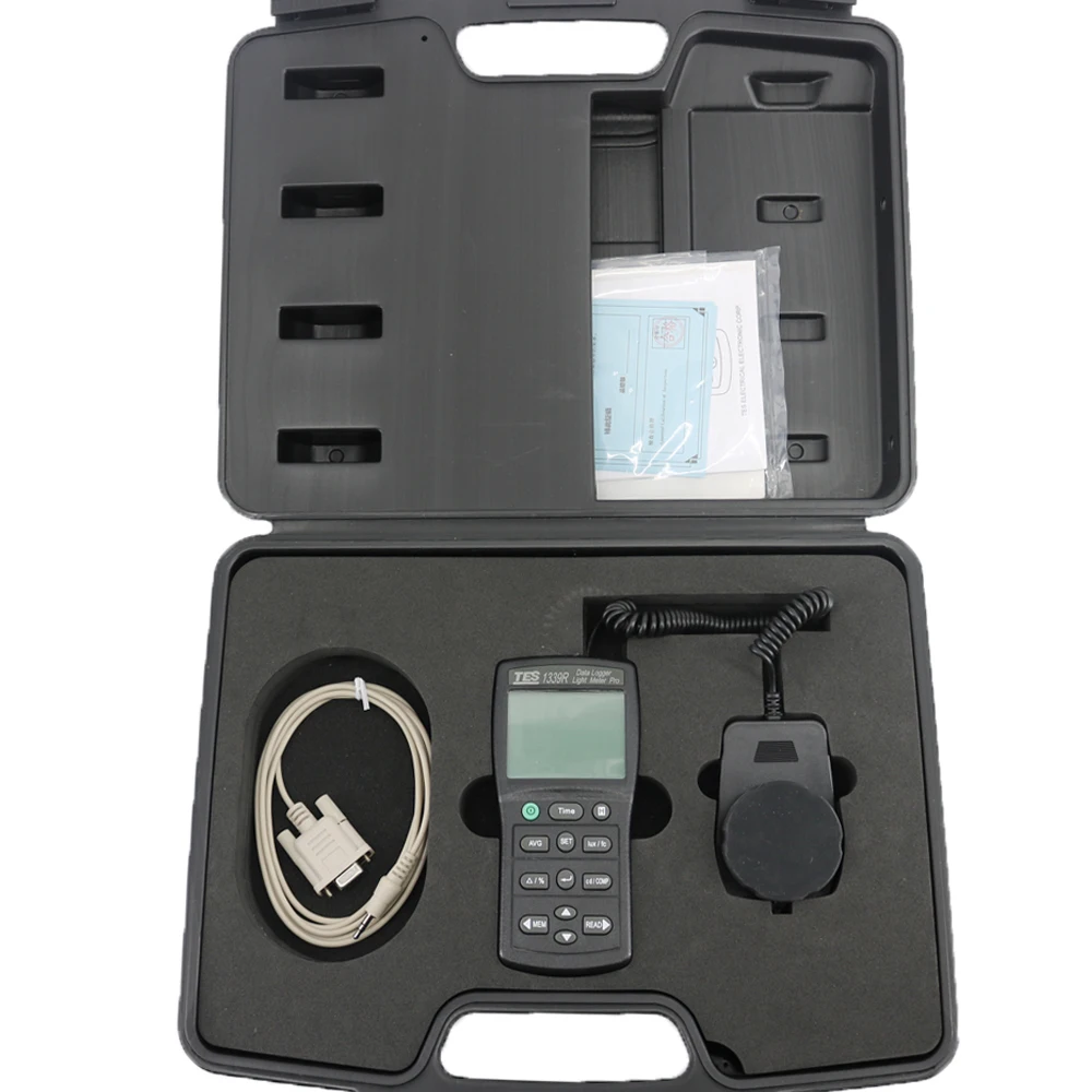 TES-1339R Digital Light Meter Datalogger 0.01 to 999900 Lux Tester with RS232 Lightness Gauge