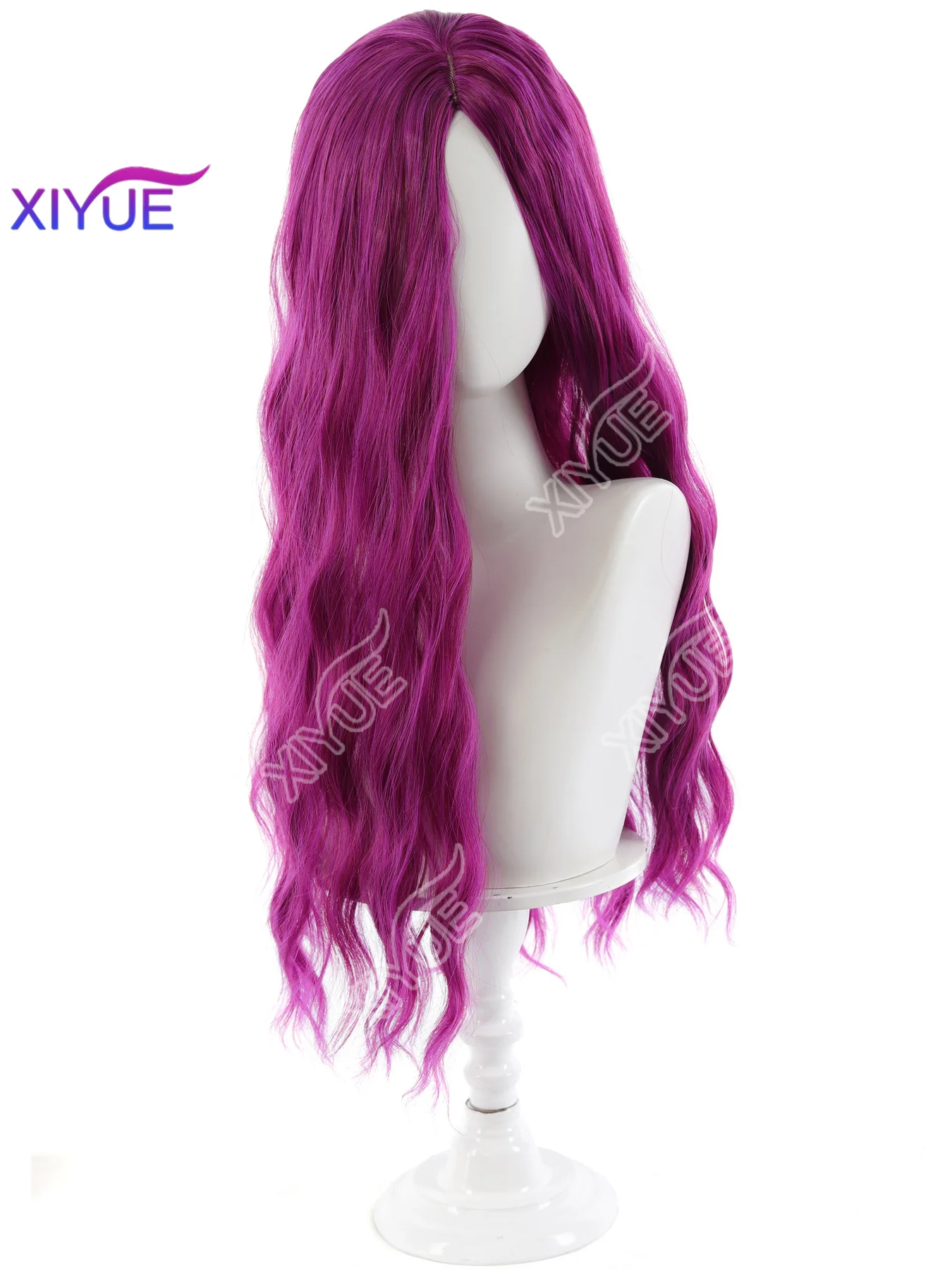 XIYUE Purple Synthetic Wigs for Women Long Burgundy Wavy Wig Middlepart Cosplay Party Daily Hair Fake Hair High Temperature