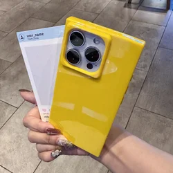 Fluorescent Quadrate Candy Case - Fashion Bright Color Shockproof TPU Armor Cover - iPhone 15 Plus (Yellow)