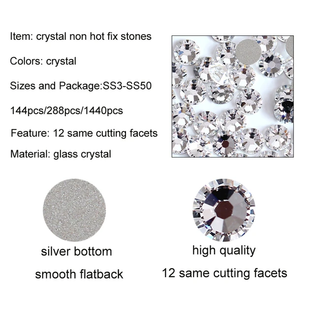 SS3-SS30 Black Rhinestones Flatback Gemstone Crystals Nails Parts Stones  For Decoration Small Strass Non Hotfix Crystals - AliExpress
