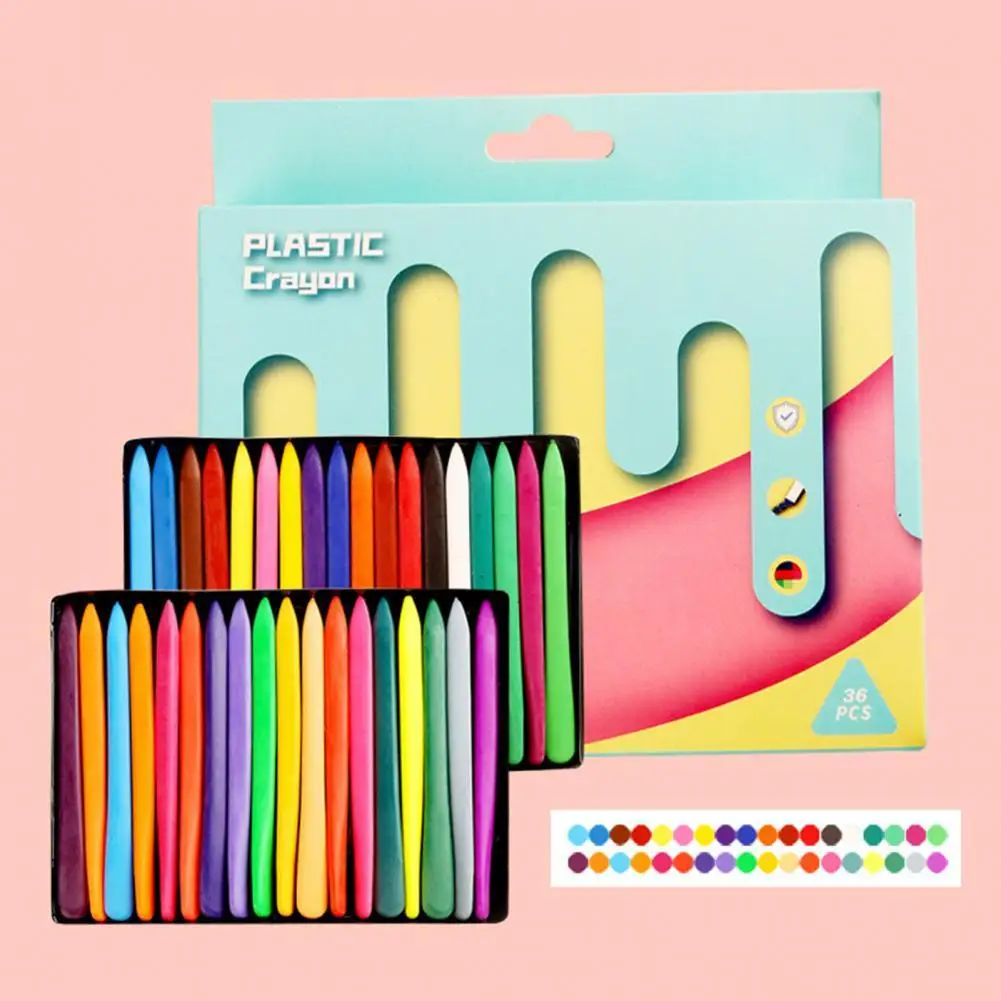 

1 Set Drawing Smoothly Comfortable Grip Crayon Wax Practical Dual-head Use Painting Crayon for Kids