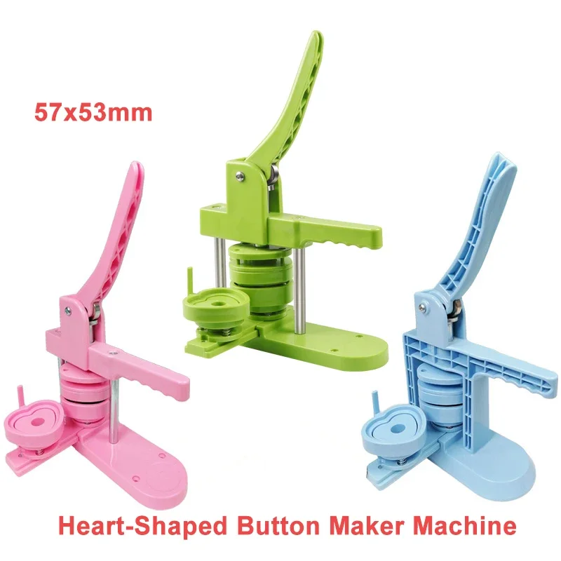 Heart-Shaped Button Maker Machine 57x53mm Installation-Free DIY Pin Button Maker Press Machine Badge Punch Press