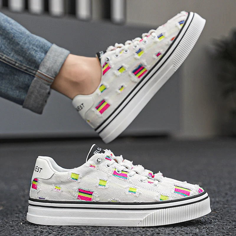 HKDQ Summer Men's Vulcanize Shoes Fashion Elastic Breathable Canvas Shoes For Men White Designer Sneakers Man Casual Espadrilles