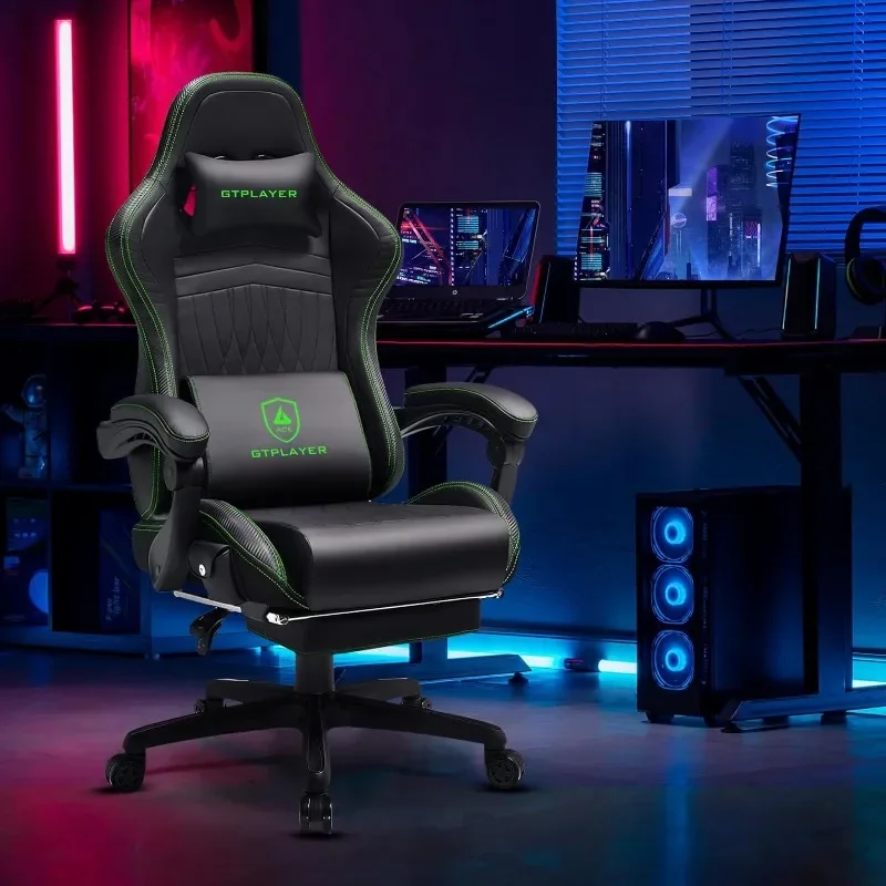 

gaming chair ，GTPLAYER Chair Computer Gaming Chair (Leather, Green)，2-4 days Fast delivery