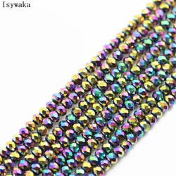 Ink Blue Faceted Crystal Glass Rondelle Beads for Jewelry Making - 170pcs, 2mm (Multicolor)