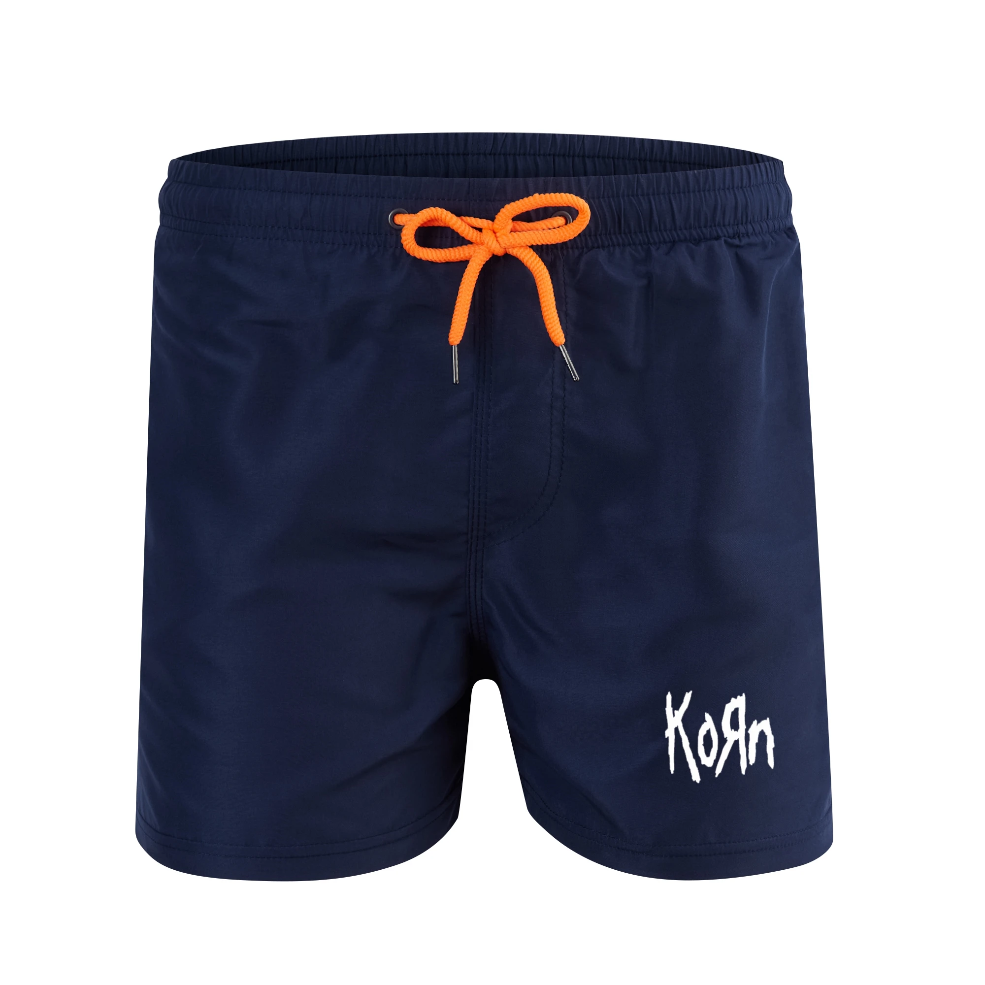 

KORN Summer Quickly Dry Swimming Shorts Men Solid Color Breathable Mesh Liner Plus Size Swimsuit Elastic Waist Running Shorts