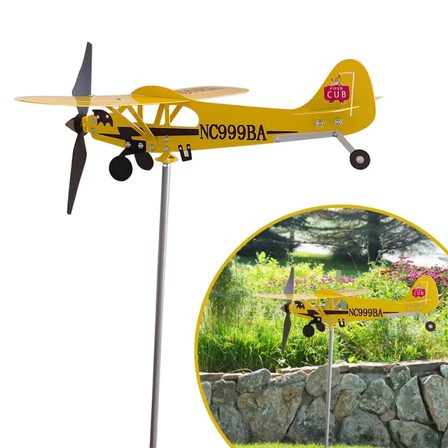 3D Repülőgép -Szél Irányjelző Kreatív Elegáns Fém Kerti Időjárási Dugó Dekoráció Időjárásálló Családi Udvarokhoz