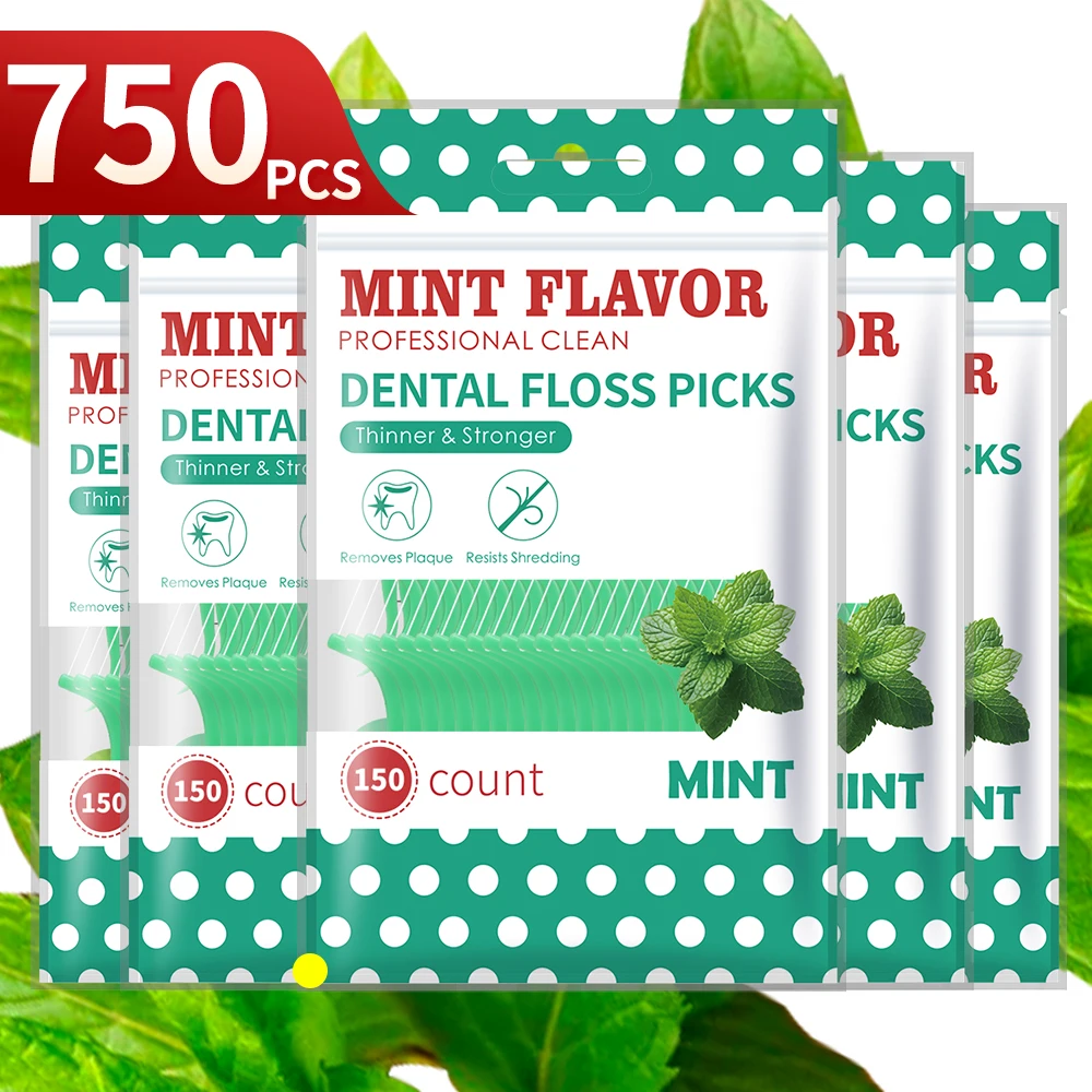 750/300/150/50pcs Bagged Mint Dental Floss-Freshen Breath Clean Mouth-Always Available for Work and Outings Make Friends dental floss