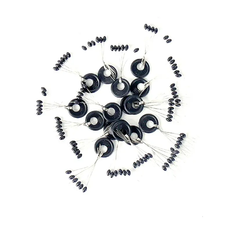 Fishing Bobber Stopper 600 Pcs 100 Groups/Set Black Rubber Beads Stopper Fishing Float Beans Space