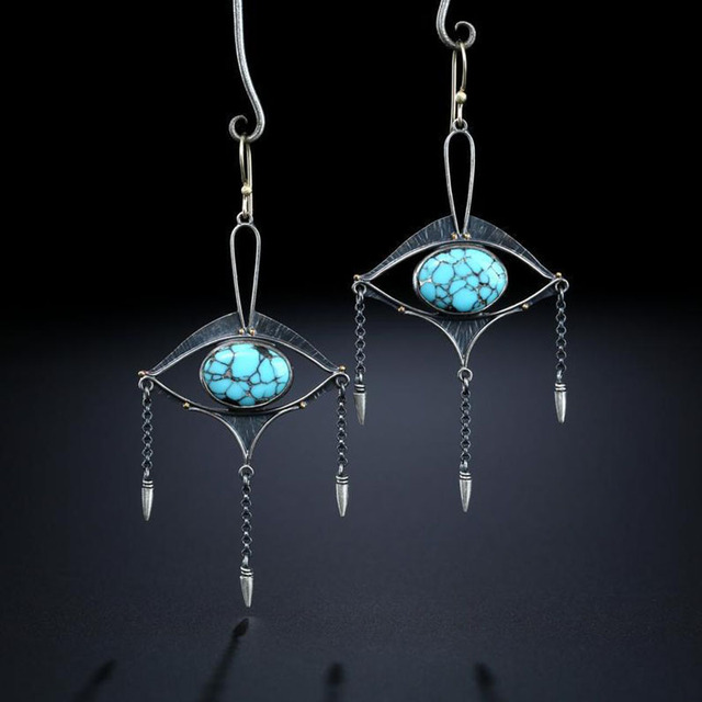 Tribal Spiral Dangle Earrings for Women Metal Geometry Twist Bronze Metal Painting Pattern Ethnic Earrings Gift