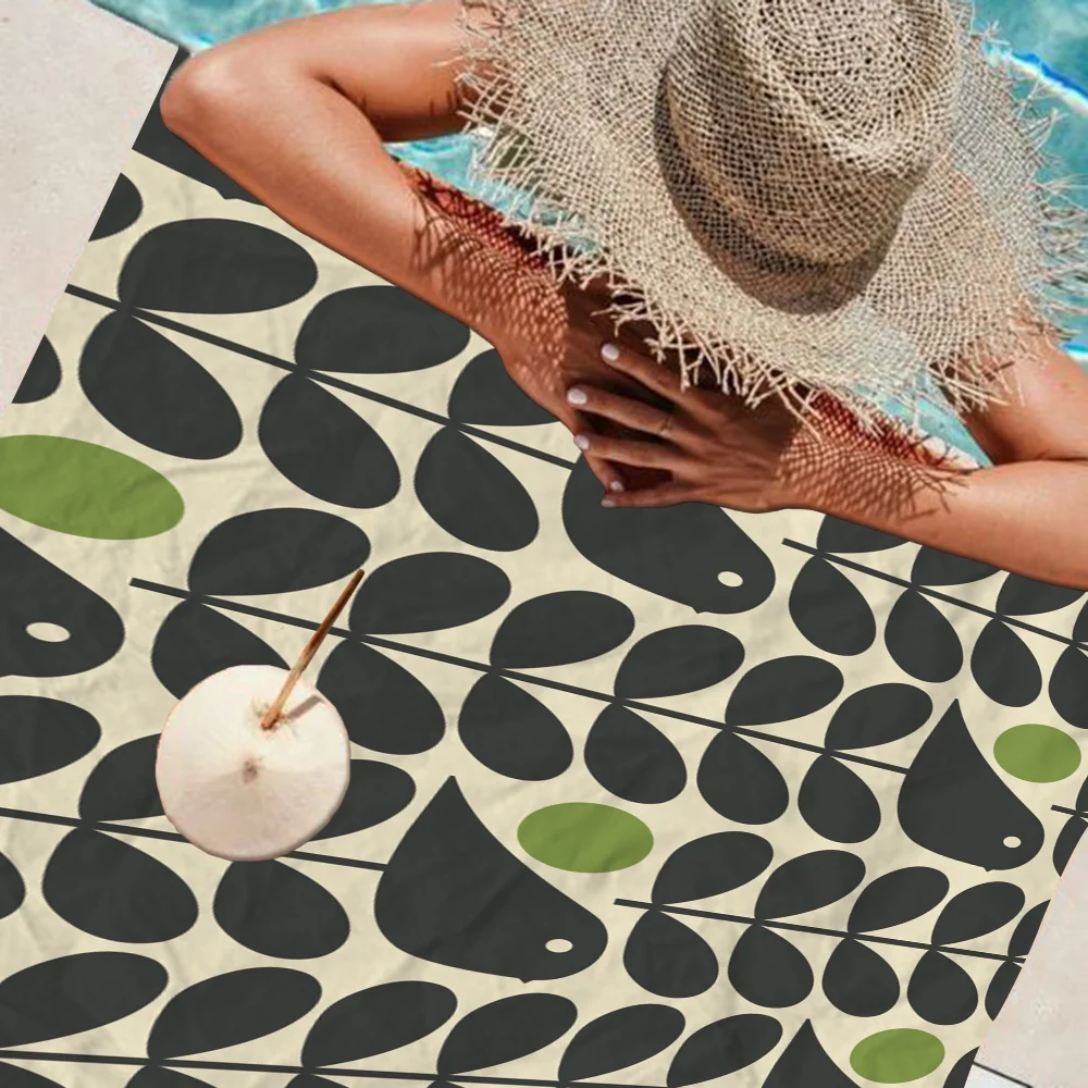 Orla Kiely Leaf Flower Towel Microfiber Beach Towel Absorbent Quick dry Soft Yoga Swimming Resort Mountain Climbing
