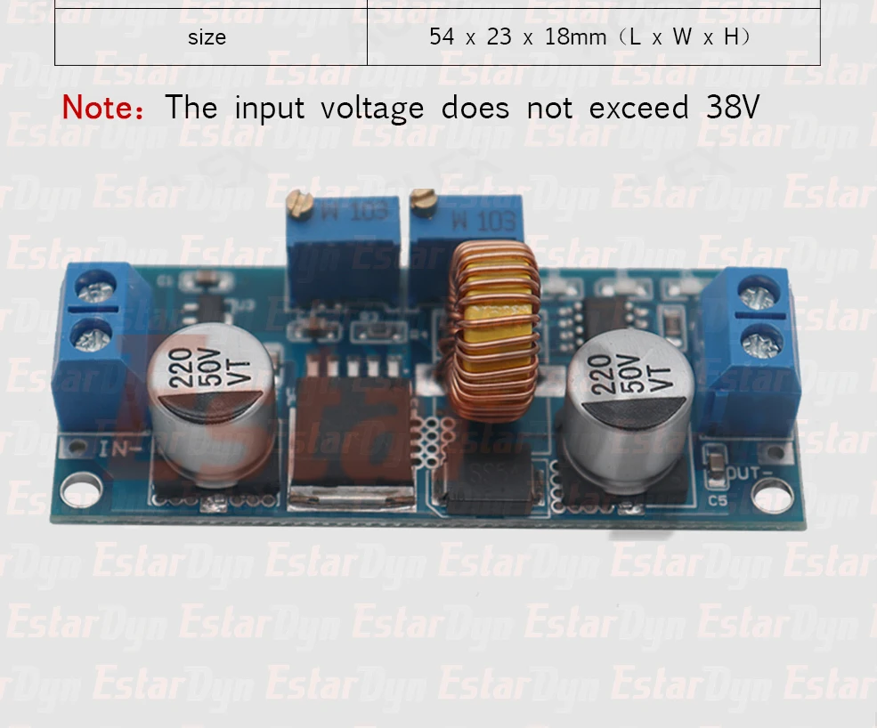 CC/CV 5A Lithium-Ladegerät-Platine XL4015, einstellbar 6–38 V bis 1,25–36 V DC, Step-Down-Stromversorgung, Buck-Modul – Detail 3