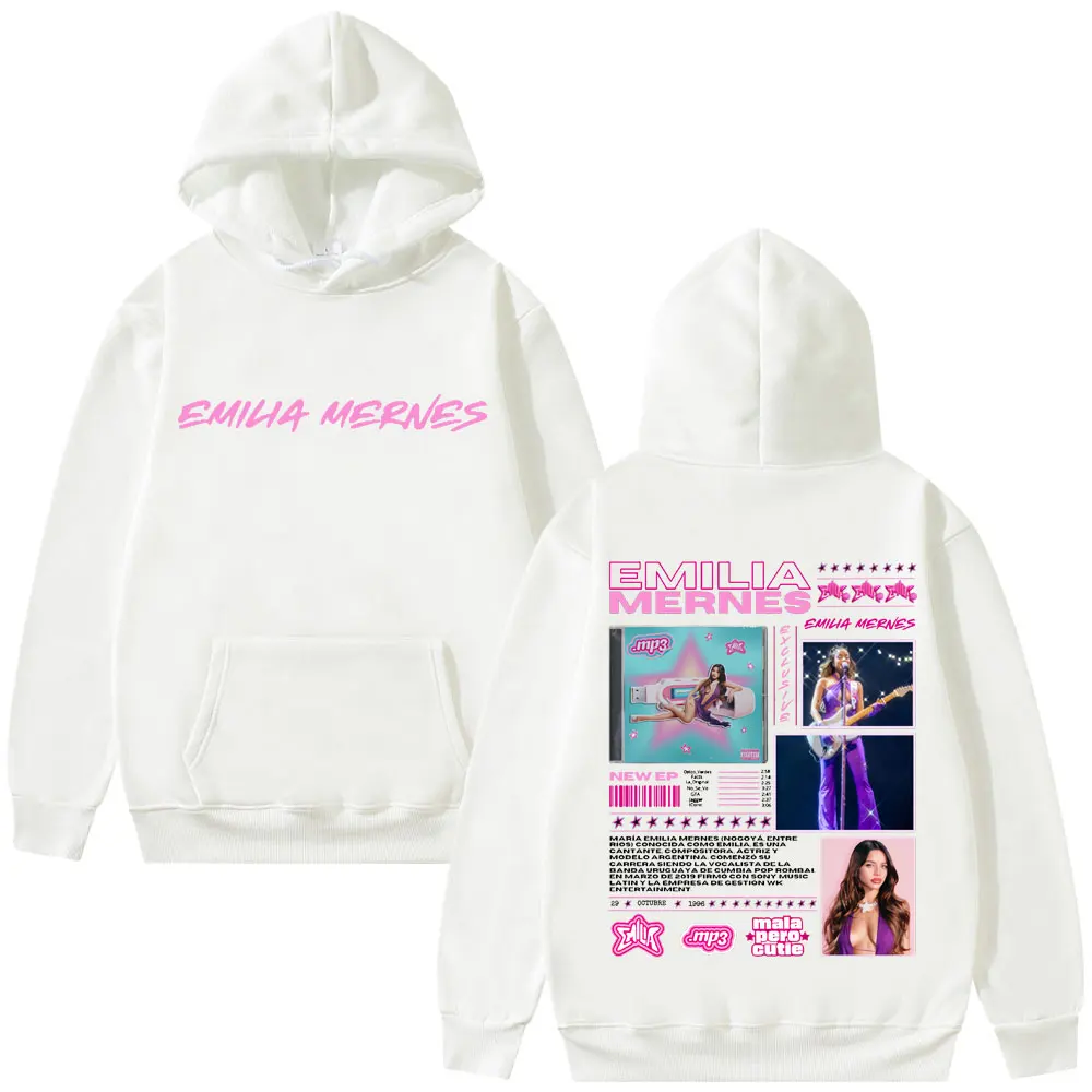 Singer Emilia Mernes MP3 Graphic Hoodie Men Women Fashion Vintage Oversized Hooded Tracksuit Unisex Fleece Cotton Sweatshirts 5