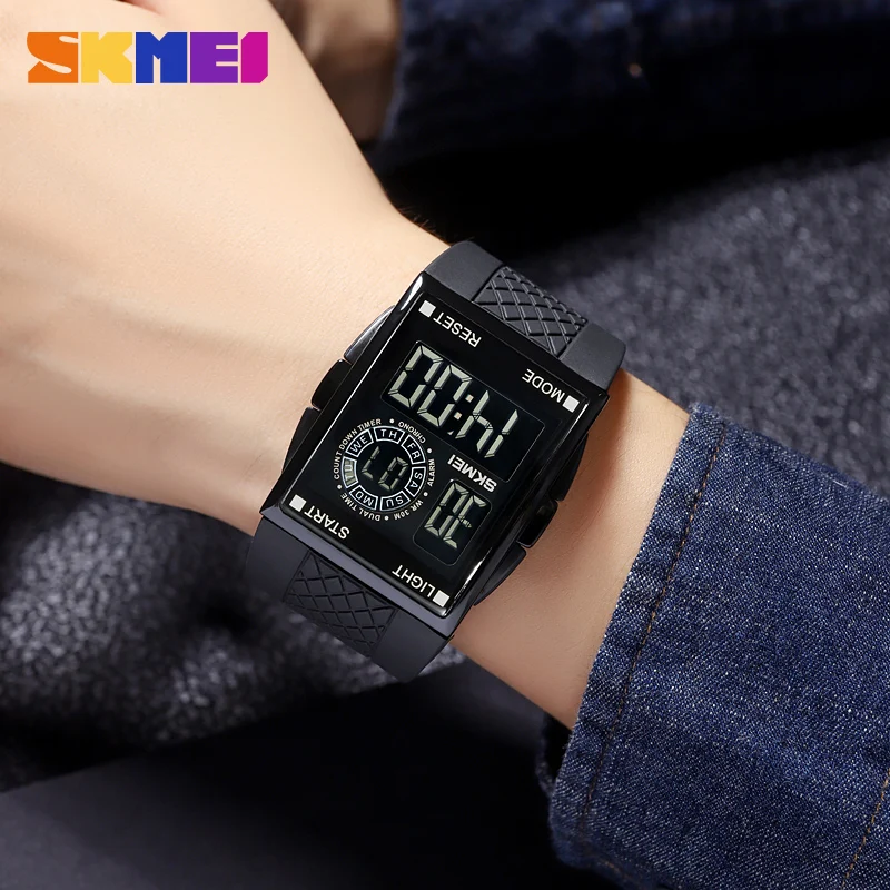 Fashion 2Time Digital Watch For Men SKMEI Sports Watches Men's LED Electronic Clock Waterproof Countdown Wristwatch Reloj hombre