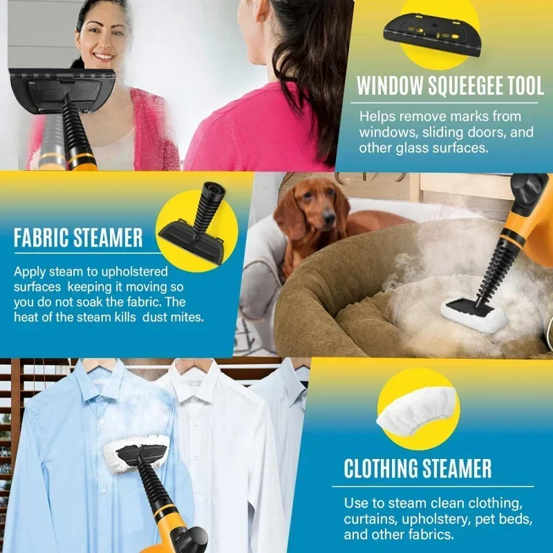 QWPressurized Handheld Steam Cleaner,Steamer for Cleaning,Multipurpose Natural for with 11 pcs Multi-Surface Tool 3