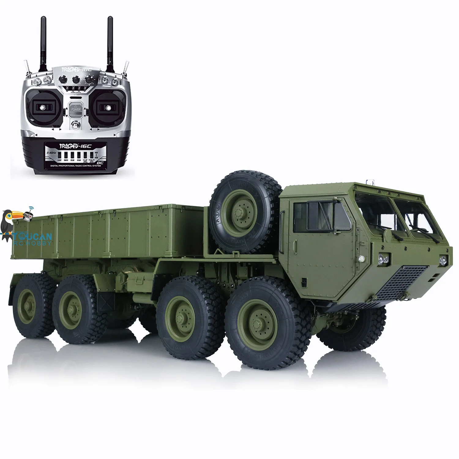HG 8*8 Chasis 1/12 RC US Military Truck Metal Model 2.4G Radio Servo Motor P801 Gift Toys 2