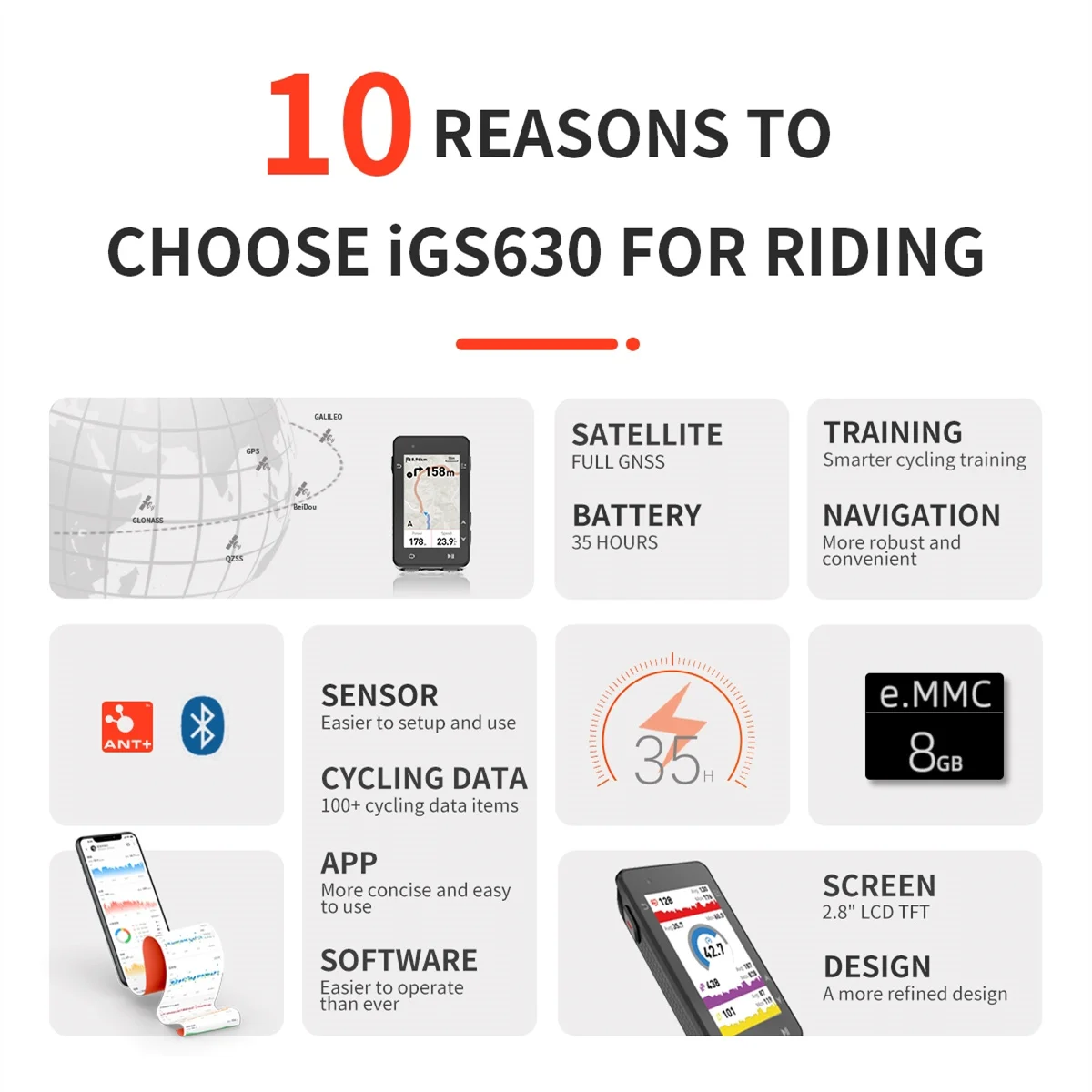 iGPSPORT iGS630 Bike GPS Computer Global Offline Map Navigation Cycling Wireless Speedmeter Support Electronic Shifting Odometer