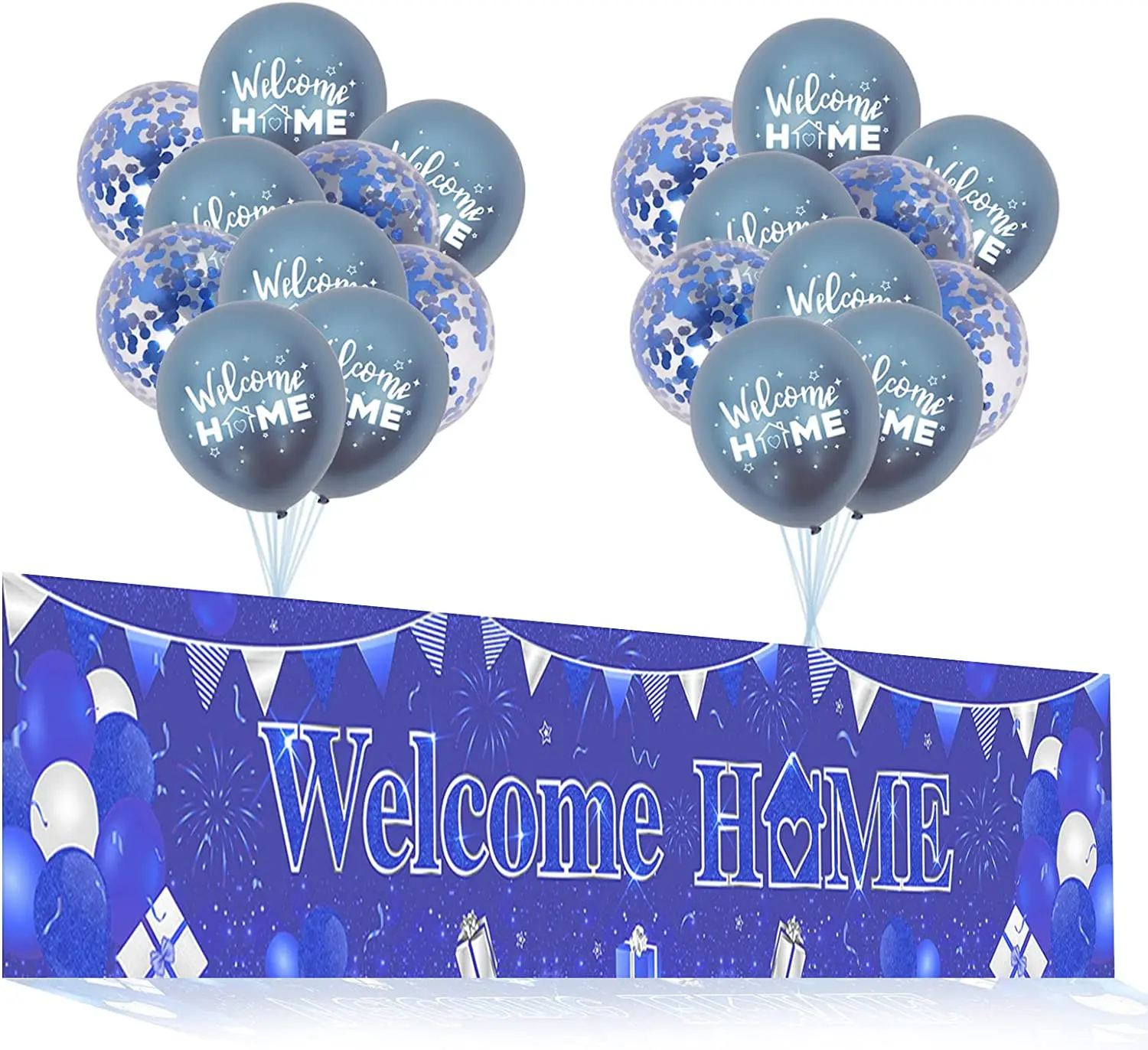 

Blue Welcome Home Decorations for Boys Large Yard Blue Banner and Latex Balloons Party Supplies Home Family Party Decorations