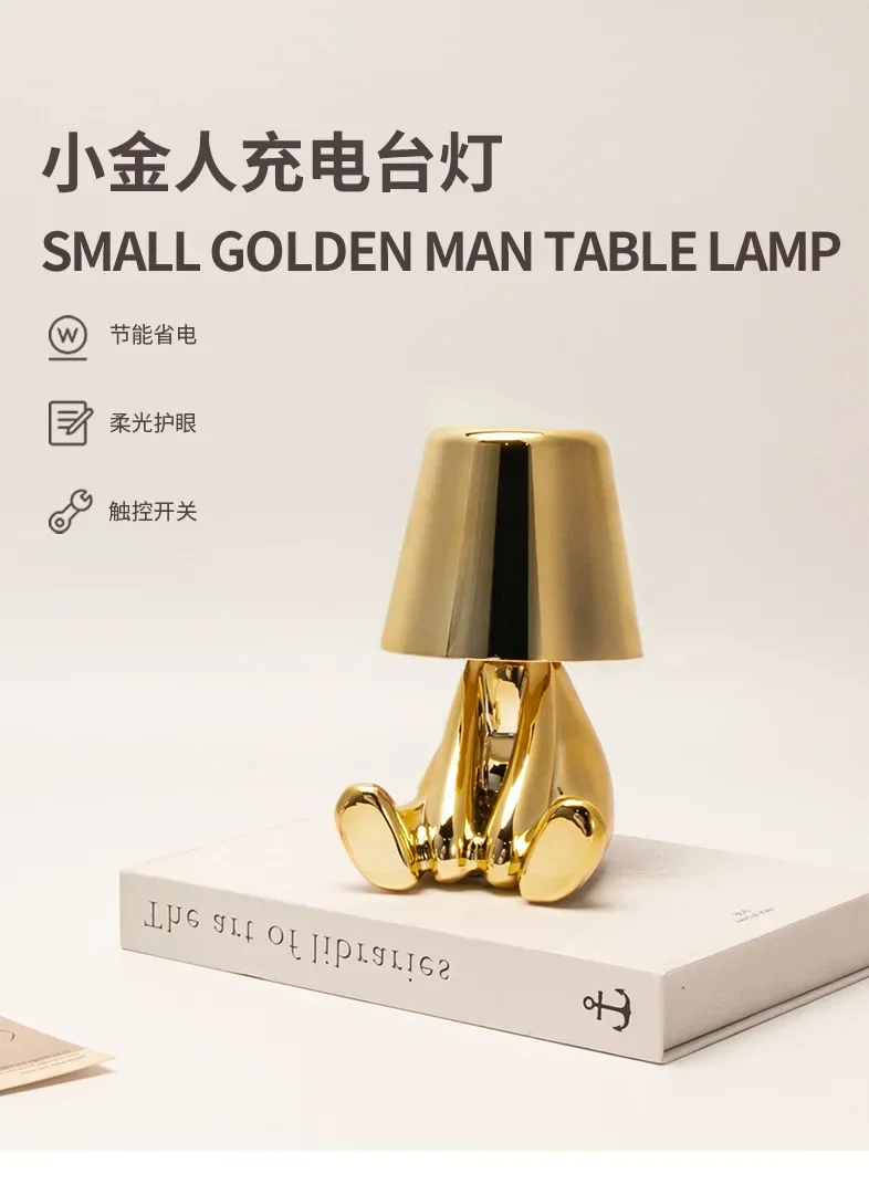 Description Picture 2 of itemSmall Gold Statue Table Lamp Bedroom Charging Small Night Lamp Italy Ins Decorative Table Lamp Decoration