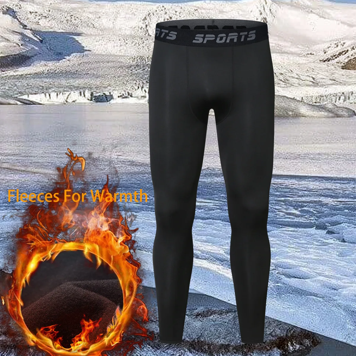 Men's winter fleece-lined tracksuit set outdoor skiing running quick-dry compression thermal underwear base layer