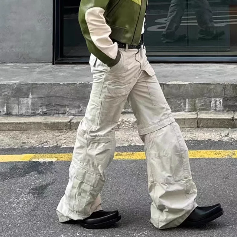 Y2k High Street Flared Cargo Multi Pocket Detachable Workwear