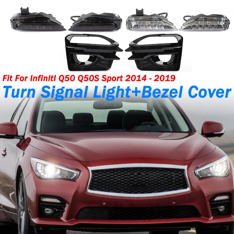 Front Bumper Turn Signal Fog Light With Lower Grille Bezel Frame Cover