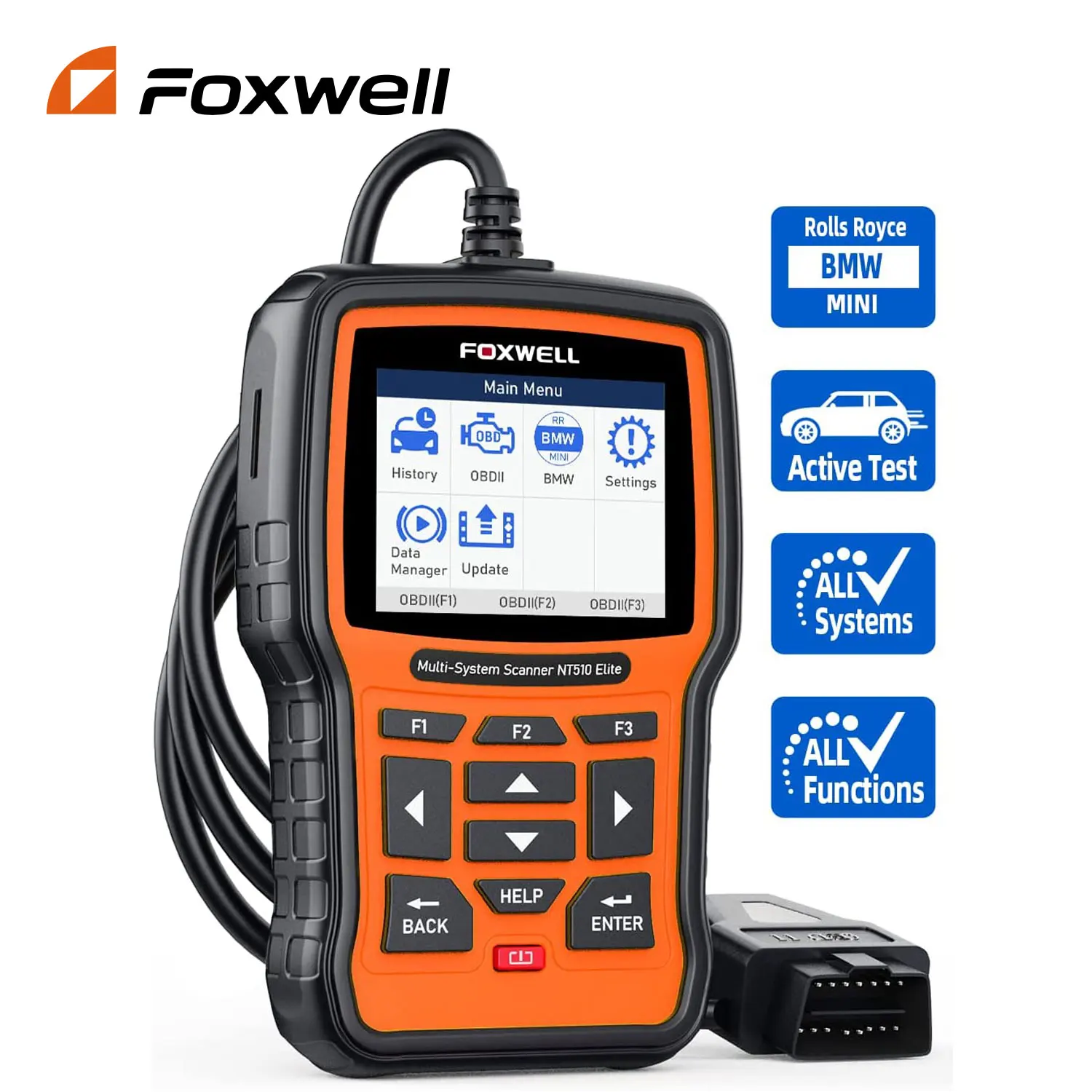 Foxwell Nt510 Elite Adatto Per Scanner Automobilistico Bmw Obd2 Sistema Completo Strumento Diagnostico Bidirezionale 30 + Reimposta Lettore Di Codici 