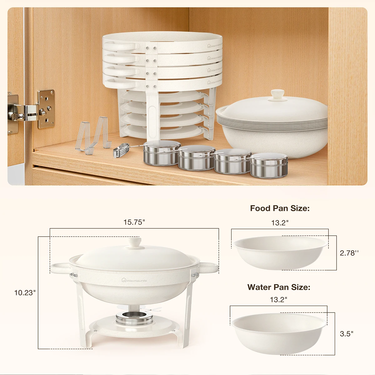 Stainless Steel White Chafing Dish Buffet Set with Lids