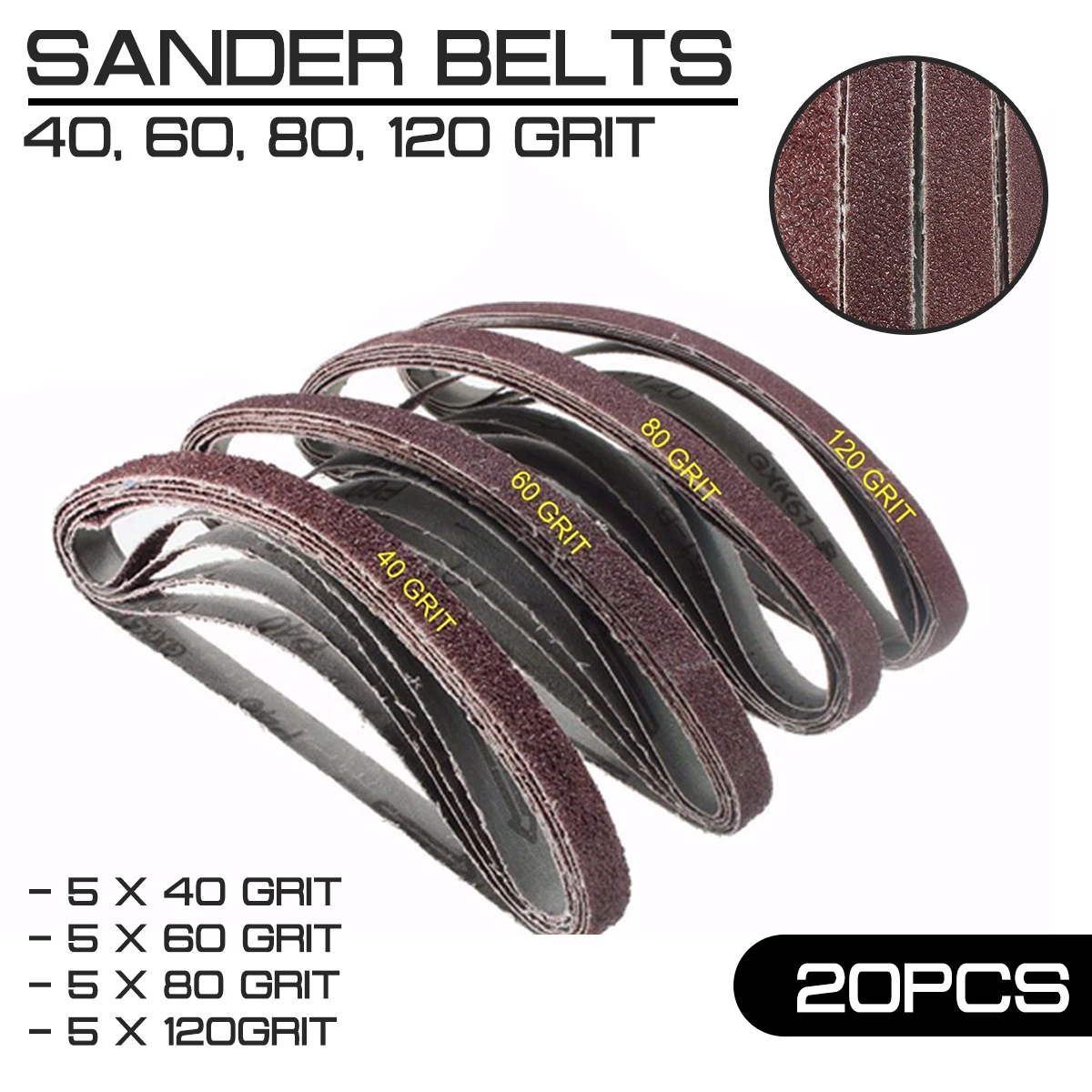 20pcs/Pack for Air Belt Sander Powerfile Sanding Sander 13mm x 457mm