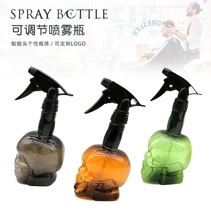 Creative Skull Head Spray Bottle 500ML Large Capacity Refillable Hairdressing Fine Mist Watering Can Salon Hairdresser Tools