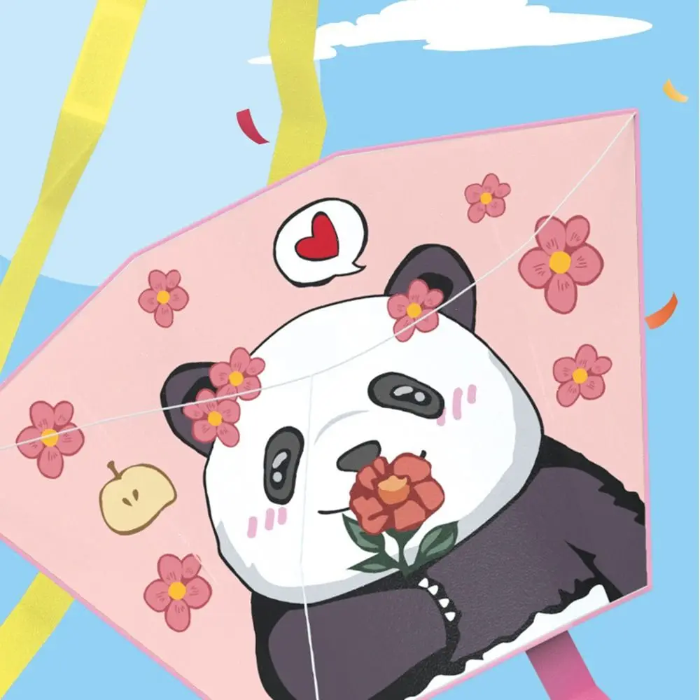 Frameless Spring Outing Pocket Kite Handheld Portable Cartoon Panda Wind Kites Animal 50 Meter Kite Line