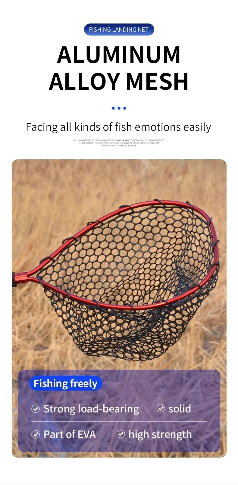 Description Picture 6 of itemTAIYU Portable Fishing Nets Ultralight Aluminum Alloy Silicone Wear Resistance Mesh Hand Dip Casting Landing Net for Fly Fishing