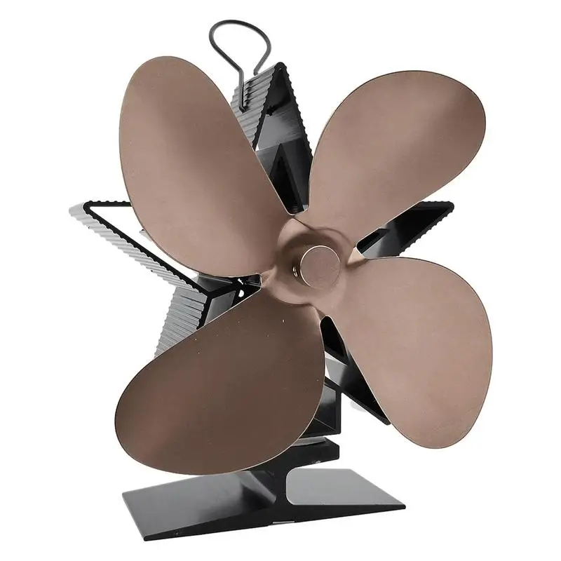 Black Fireplace 4 Blade Heat Powered Stove Fan Log Wood Burner Eco Friendly Quiet Fan Home Efficient Heat Distribution