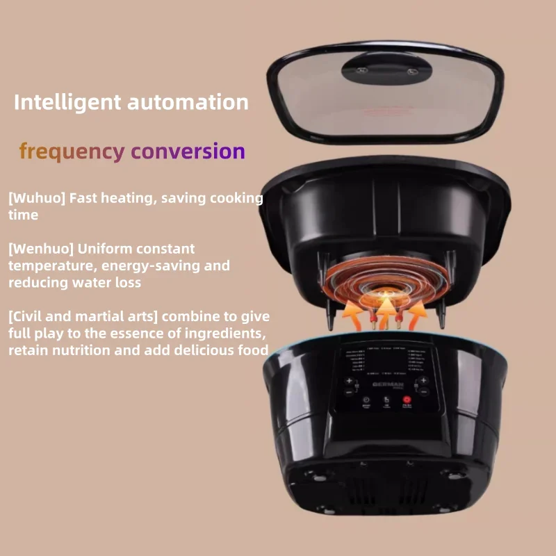 220V Multi Cookers: 5L Large Capacity Fryer, Hot Pot, Air Fryer and Slow Cooker,1500W High Firepower Baking and Stewing 2
