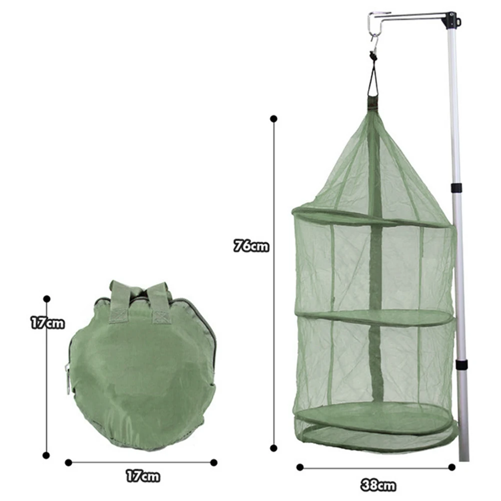 Hanging Mesh Dish Dryer Breathable Fish Drying Racks Multifunction Fish Drying Net Dustproof for Vegetables Fruits 3 Layers