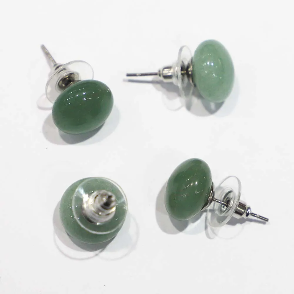 8*12MM Natural Stone Round Stud Amethyst Earrings Rose Quartz Tiger Eye Crystal Simple Ear Handmade Bohemian Women Jewelry 6Pair