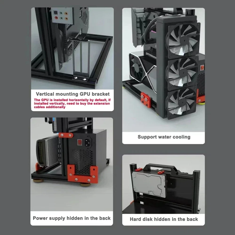 MOD Gamer Cabinet For ITX MATX ATX PC Case Open Frame Rack,Water Cooler Desktop Computer Gaming Chassis