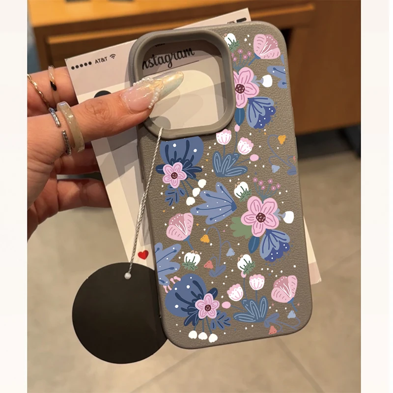 Floral Leather Texture Phone Case Cover