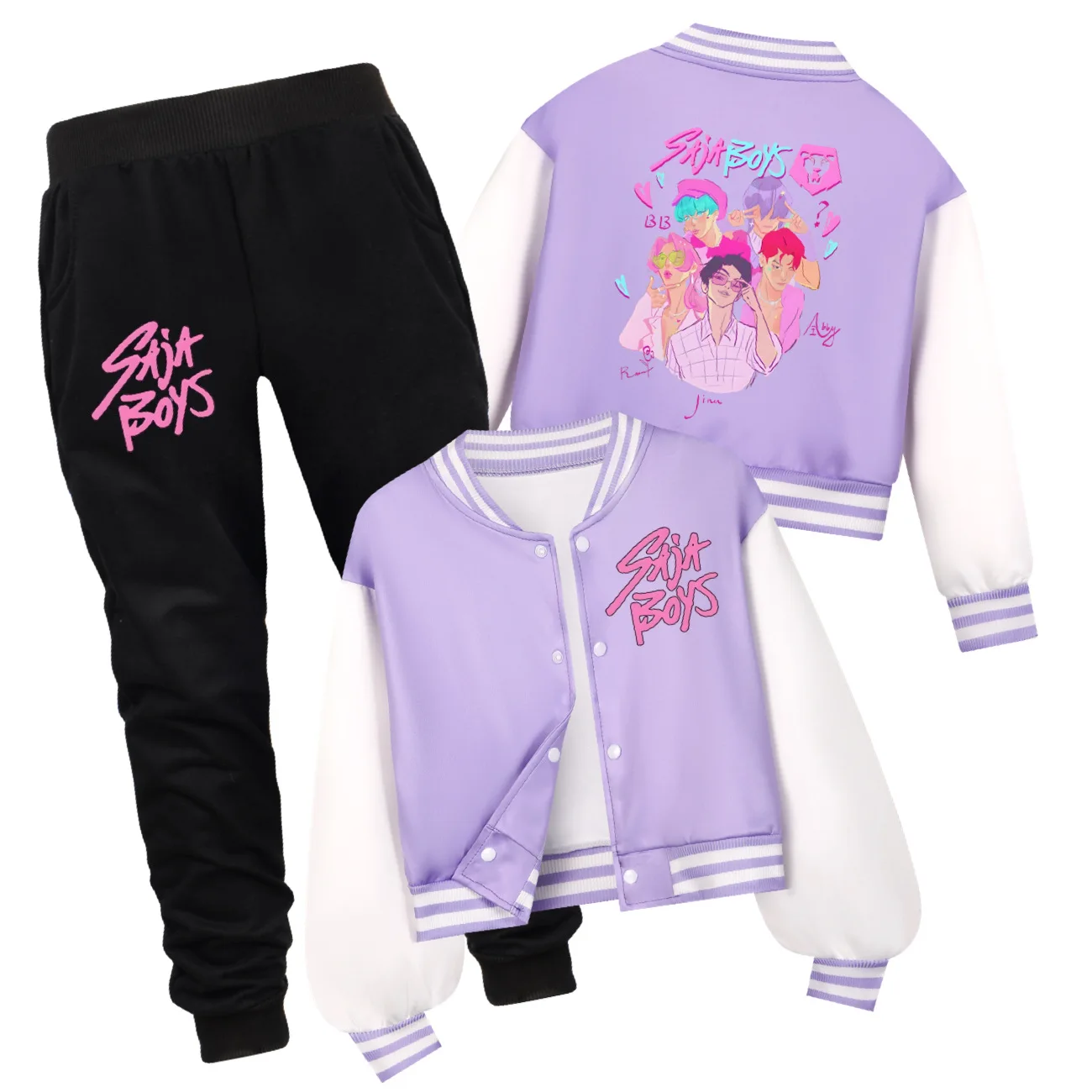 Veste Varsity Style Kpop Pour Enfants/ados - Style Baseball, Motif Anime - Manches Raglan, Coupe Décontractée - Pour Garçons Et Filles - 9