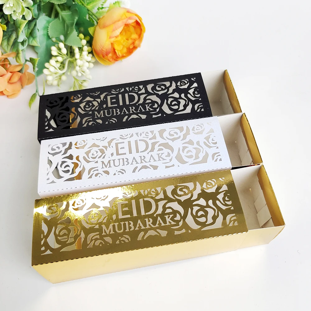 10Pcs Ramadan Gift Boxes Eid Mubarak Paper Gift Packing Boxes Gold Hollow Ramadan Gift Candy Packages Ramadan Decoration 2026