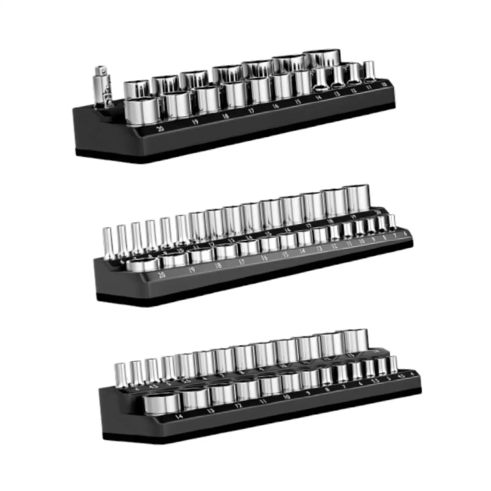 3Pcs Magnetic Socket Organizers Wear Resistant Lightweight Utility Multipurpose Socket Holders Portable for Workbench Tool Box