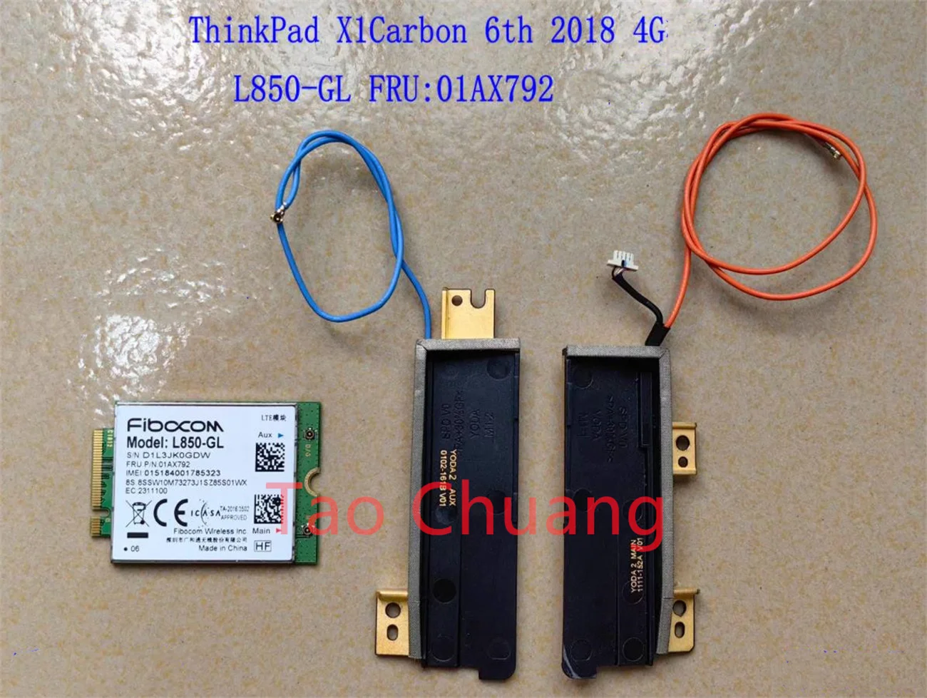 Antena sem Fio para Lenovo Thinkpad x1 Carbon 6th 2023 Wwan Módulo 4g L850-gl Fru: 01ax792