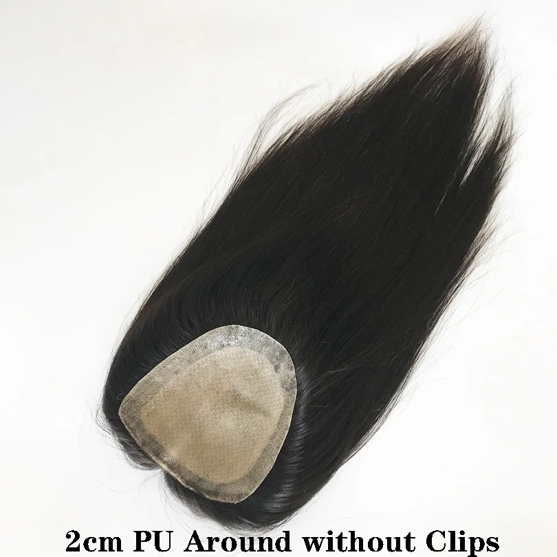 15x16cm Silk Skin Base Toupee With 2 CM PU Around European Virgin Human Hair Toupee with Clips for Women 12x13CM hair toppers