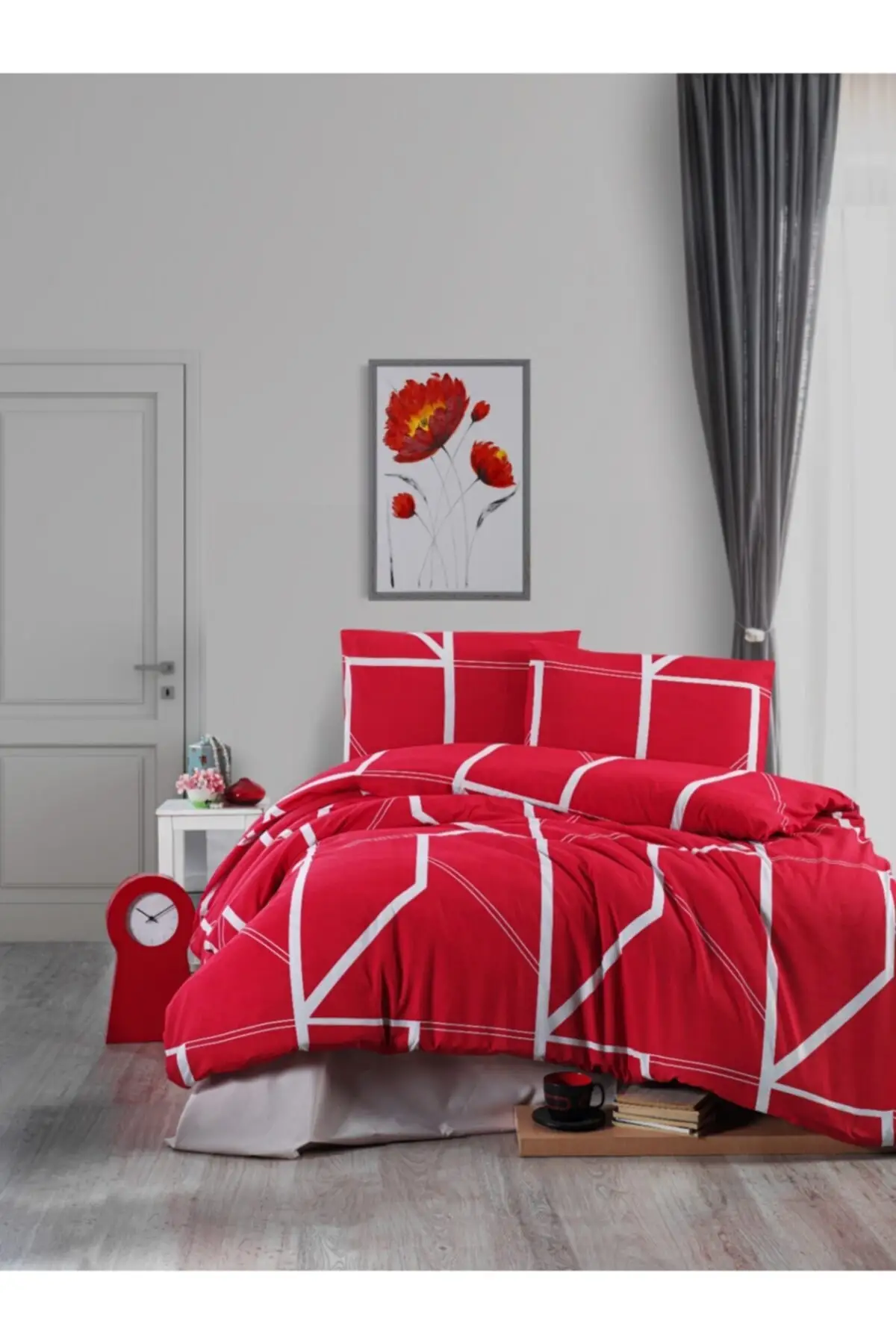 

Bed Sheet Set, 100% Cotton, Soft, Luxury Bed Sheet, Double 200*220 Red Cotton-Polyester 200