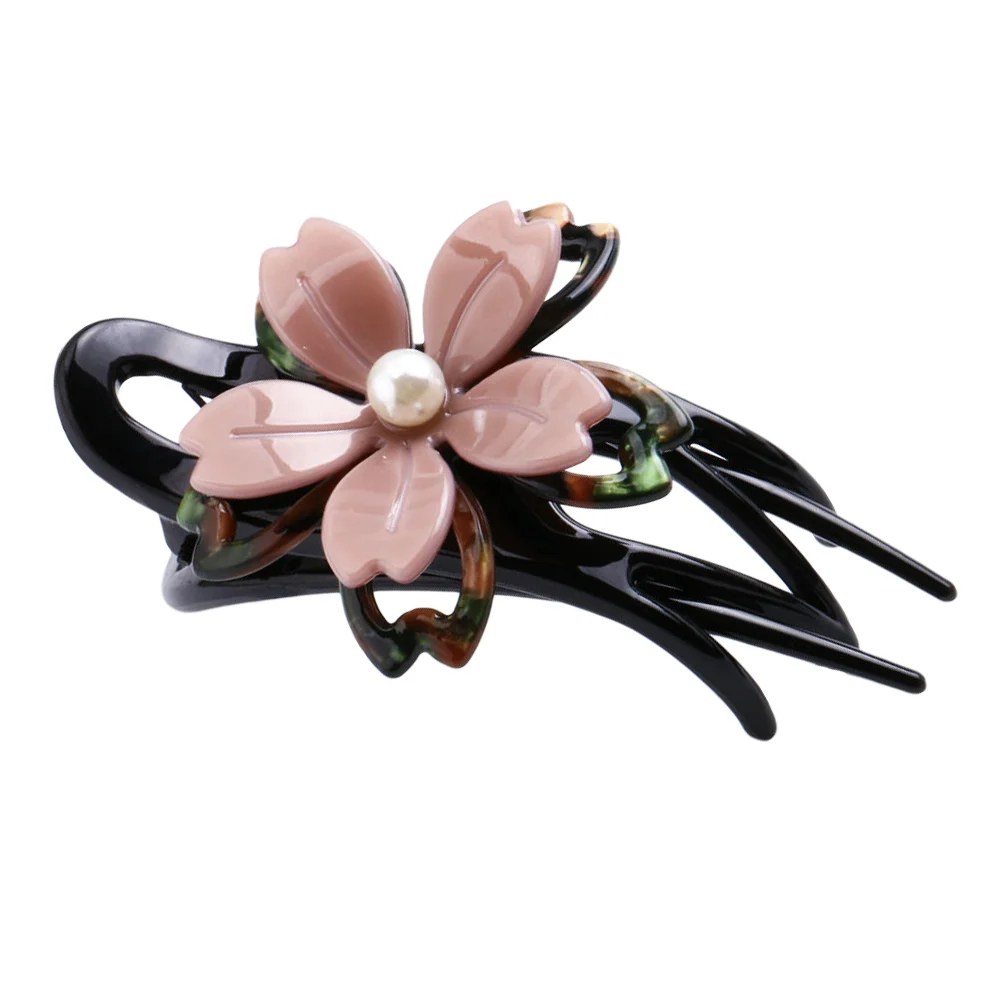 Hairpin Accessories Bun Clip Back Temperament Flower Barrette Acrylic Ponytail Mother